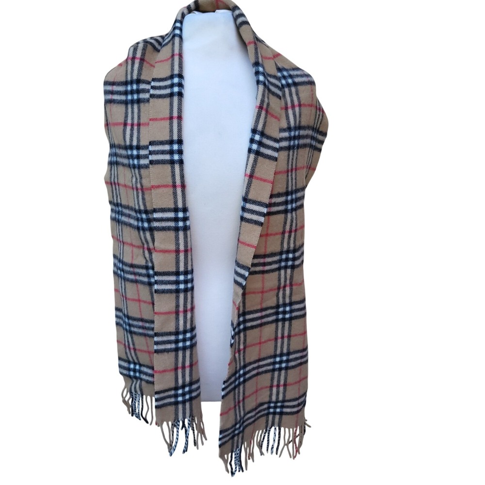 Burberry Classic Beige Novacheck Lambswool Scarf Made in England 68 / 12 inches - Picture 2 of 9